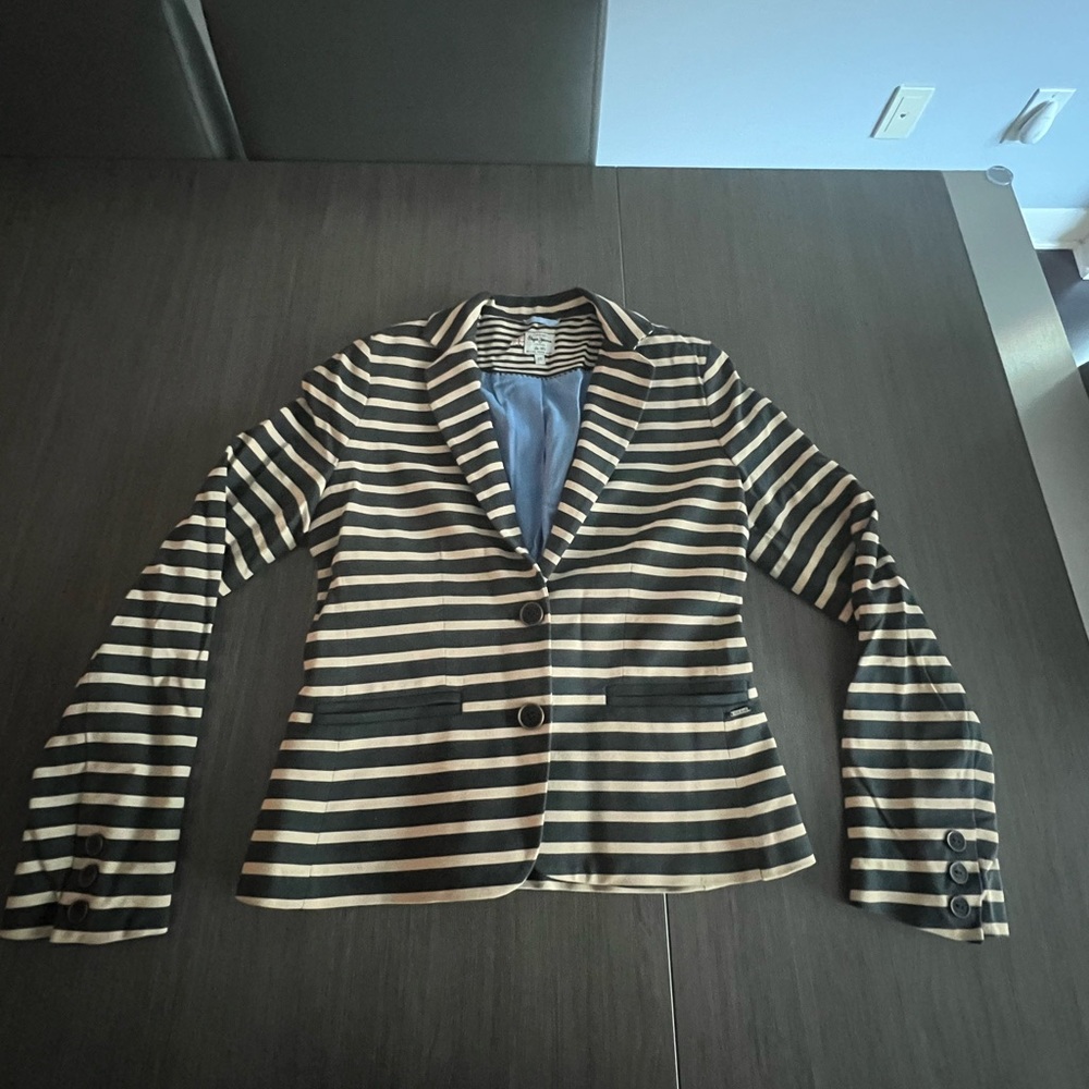 Pepe Jeans Black and Tan Striped Blazer